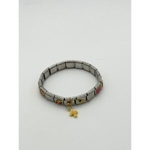 Vintage Italian Charm Bracelet‎ Stainless Steel Y2K Sister Cross Heart Charms